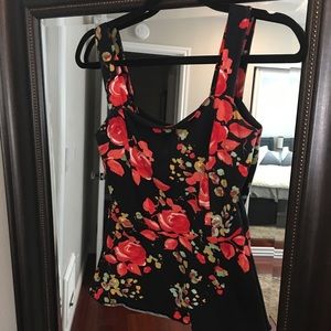 Black and red flower tank top